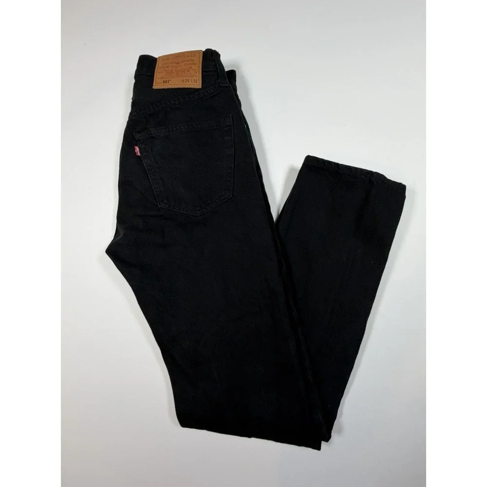 Levi's Premium 501xx Mens 29x32 Button Fly Straight Leg Jean Black Big E